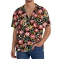 thumbnail image 1 of Balery Watercolor Red Wildflowers Men's Casual Button Down Shirt Short Sleeve Textured Summer Cuban Beach Shirts-Medium, 1 of 7