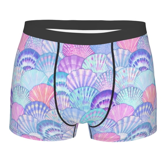 Balery Watercolor Sea Shells 1 Men's Boxer Briefs, Soft and Breathable Cotton Underwear with nylon Waistband-Medium