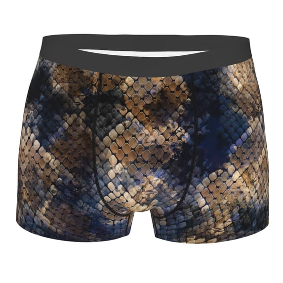Balery Watercolor Snake Skin Men's Boxer Briefs, Soft and Breathable Cotton Underwear with nylon Waistband-X-Large