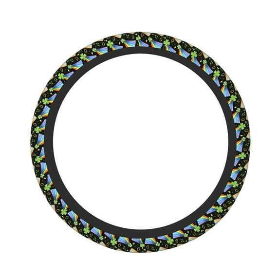 Balery Watercolor St Patrick Day Print Steering Wheel Covers Elastic Skidproof Steering Wheel Protective Cover Case for Men Women Universal 15 Inches Cars Accessories