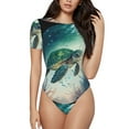 thumbnail image 1 of Balery Watercolor Turtle5 Women's Short Sleevee Crew Neck Bodysuit Tops Short Sleeve Tops Basic-X-Large, 1 of 9