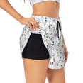 thumbnail image 1 of Balery Watercolor Wildflower Pattern Women's Running Shorts with Liner 2 Pockets Elastic Workout Athletic Gym Yoga Shorts-Large, 1 of 7