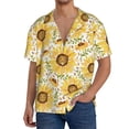 thumbnail image 1 of Balery Watercolor With Sunflowers Men's Casual Button Down Shirt Short Sleeve Textured Summer Cuban Beach Shirts-X-Large, 1 of 7