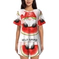 thumbnail image 1 of Balery Watermelon Gnome Pattern Womens Pajama Sets 2 Piece Soft Short Sleeve Top and Shorts Sleepwear Round Neck Pjs Lounge Set with Pockets-Medium, 1 of 7