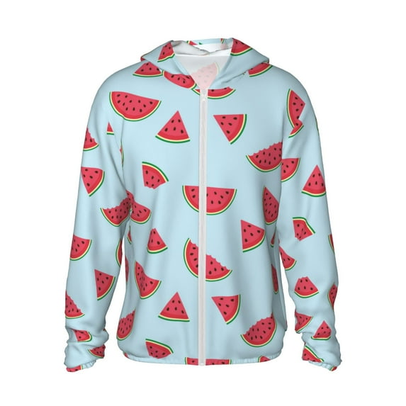 Balery Watermelon Men's Women's UPF 50+ Sun Protection Lightweight Hoodie Performance Long Sleeve Shirt for Fishing Running-Large