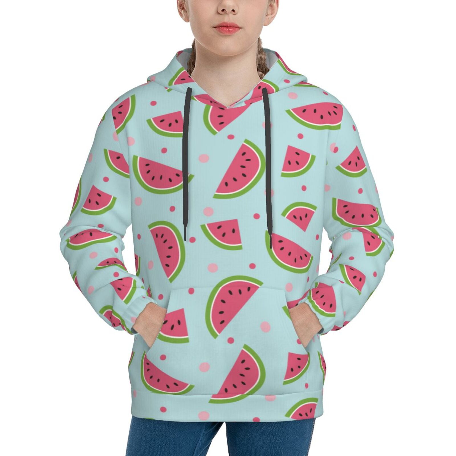 Balery Watermelon Pattern Boys Hoodie, Youth Pullover Hooded Sweatshirt ...