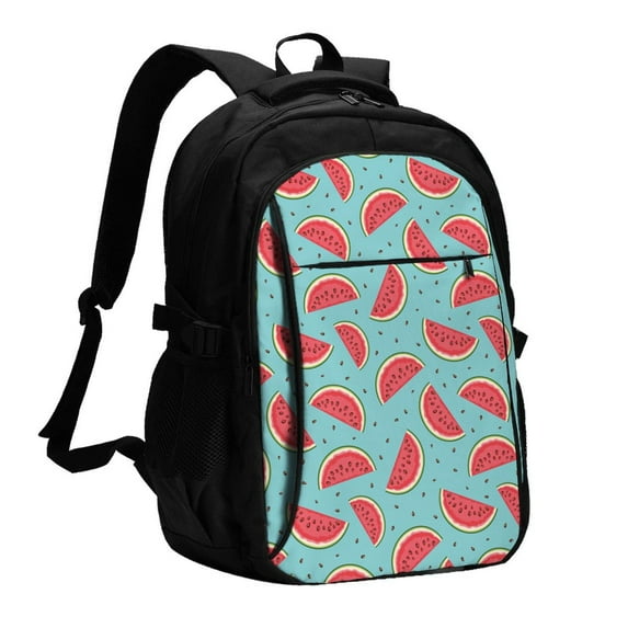 Balery Watermelon Print USB Charging Backpack for Men and Women - Water-Resistant, Anti-Theft Laptop Backpack with USB Port for Travel, Work, School, and College