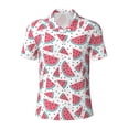 thumbnail image 1 of Balery Watermelon Printed Men’s Short Sleeve Polo Shirt, Midweight Men's Shirt,Golf Polo shirts -X-Large, 1 of 9