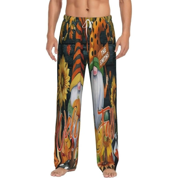 Balery Welcom Fall print Men's Pajama Pants,Ultra Lightweight Pjs,Lounge Pant-X-Large