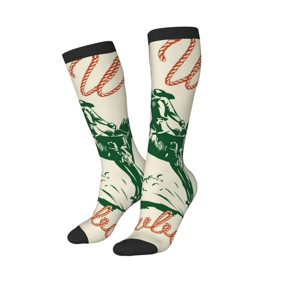 Balery West Cowboys Printed Novelty Socks Men's Women's Crew Socks Sports Socks Knee High Socks Cotton Socks Quirky and Cool Socks