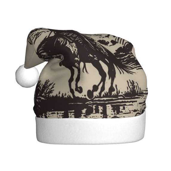 Balery Western Desert Cowboy Pattern Santa Hat Christmas Hat Funny Christmas Hat Christmas Knitted Beanie Hat For Men Women Adult