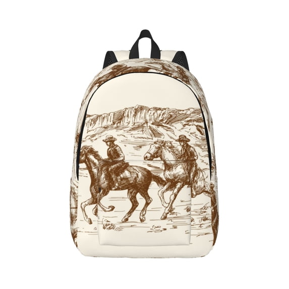 Balery Western Desert Cowboys1 Vintage Canvas Backpack for Men and Women - Large Capacity, Durable Travel Laptop Bag for School, Work, Hiking, and Outdoor Activities