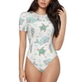 thumbnail image 1 of Balery Whale And Turtle Women's Short Sleevee Crew Neck Bodysuit Tops Short Sleeve Tops Basic-XX-Large, 1 of 9