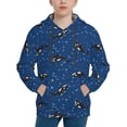 thumbnail image 1 of Balery Whales Swim Pattern Boys Hoodie, Youth Pullover Hooded Sweatshirt, Kangaroo Pocket Hoodie for Kids Girls -Small, 1 of 6