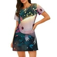 thumbnail image 1 of Balery Whimsical Axolotl Fantasy Pattern Womens Short Sleeve Sleepshirt Scoopneck Cute Nightdress Comfy Nightgown Loungewear Dress, 1 of 6