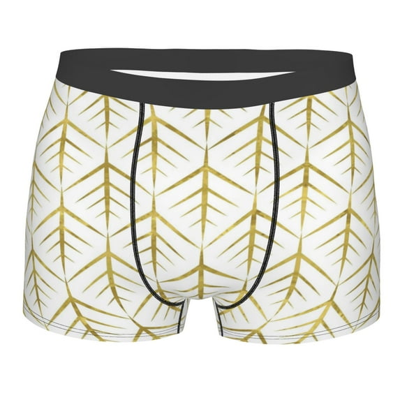 Balery White And Gold Geometry Men's Boxer Briefs, Soft and Breathable Cotton Underwear with nylon Waistband-XX-Large