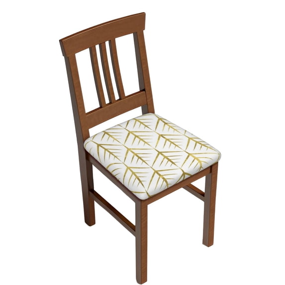 Balery White And Gold Geometry Stretch Couch Cushion Covers, Individual Sofa Cushion Covers, Soft Chair Sofa Seat Cushion Slipcover with Elastic Bottom Milk Silk-16.9in