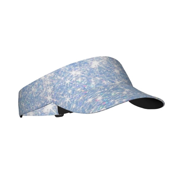 Balery White Bule Glitter Sport Wear Athletic Visor Sun Sports Visor Hat Visor Adjustable Cap for Women and Men (One Size)
