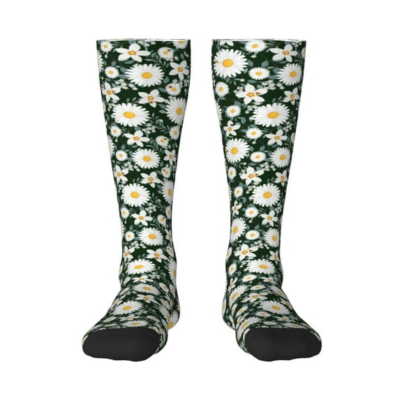 Balery White Daisies And Bee Fun Novelty Socks Men'S Women'S Crew Socks Funny Crazy Novelty Socks Quirky And Cool Socks
