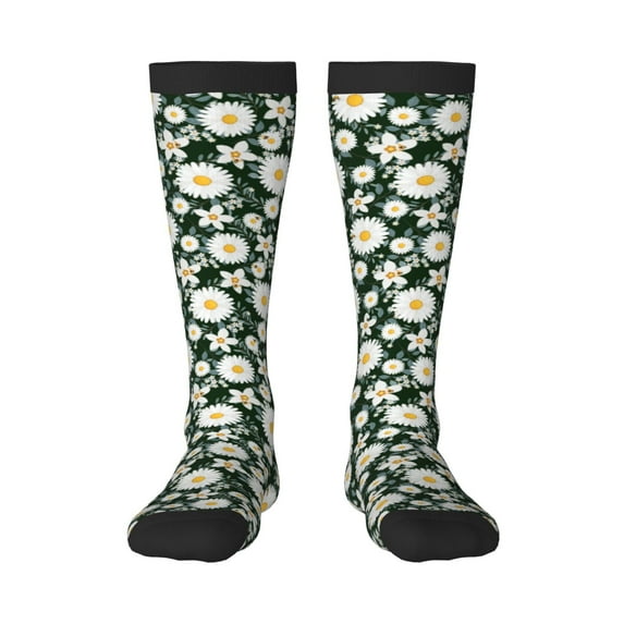 Balery White Daisies And Bee Fun Novelty Socks Men'S Women'S Crew Socks Funny Crazy Novelty Socks Quirky And Cool Socks