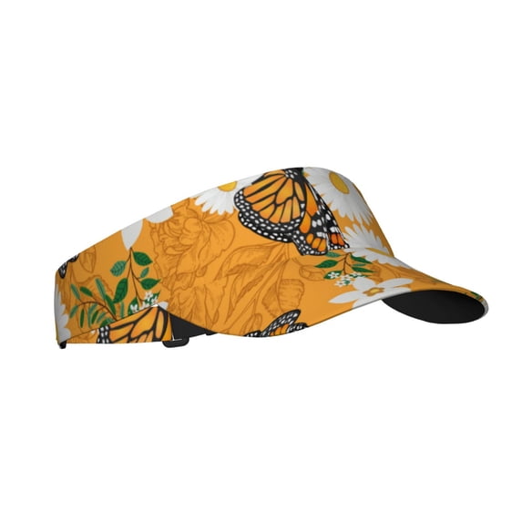 Balery White Floral and Butterflies Sport Wear Athletic Visor Sun Sports Visor Hat Visor Adjustable Cap for Women and Men (One Size)