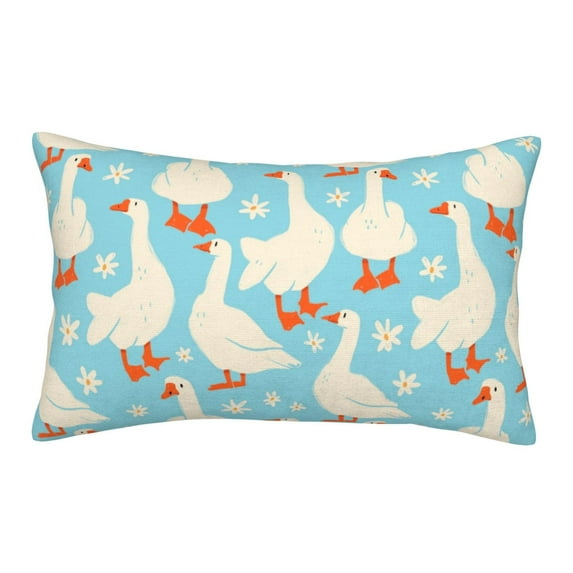 Balery White Geese and Flower Bedding Queen Pillow Cases - Envelope Closure - Soft Brushed Microfiber Fabric - Shrinkage and Fade Resistant Pillow Cases-20"x30"