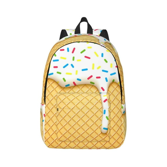 Balery White Ice Cream Vintage Canvas Backpack for Men and Women - Large Capacity, Durable Travel Laptop Bag for School, Work, Hiking, and Outdoor Activities