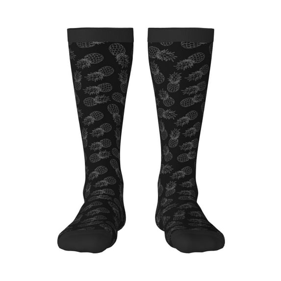 Balery White Pineapples Printed Novelty Socks Men's Women's Crew Socks Sports Socks Knee High Socks Cotton Socks Quirky and Cool Socks