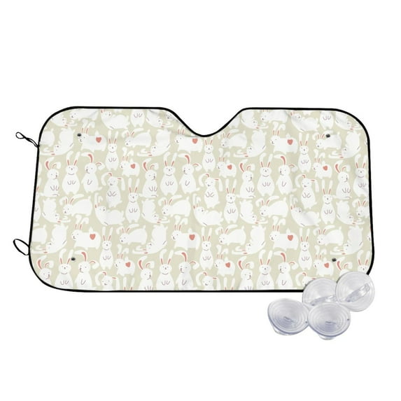 Balery White Rabbit Print Car Windshield Sun Shade,Windshield Sunshade for Car Pickup Truck SUV Accessories-Medium