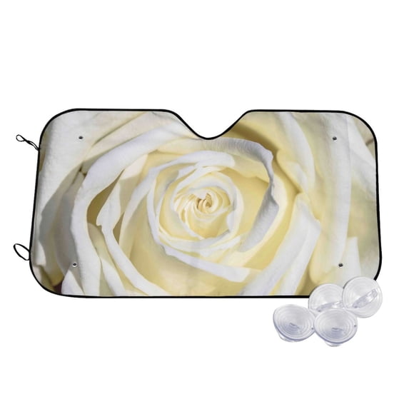 Balery White Rose Print Car Windshield Sun Shade,Windshield Sunshade for Car Pickup Truck SUV Accessories-Small