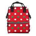 thumbnail image 1 of Balery White and Green Polka Dot Mummy Backpack - Waterproof Twill Canvas, Large Capacity Diaper Bag with Multiple Pockets and Adjustable Straps, 1 of 6