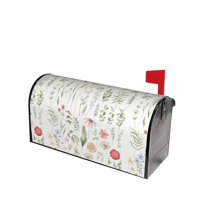 Balery Wildflower Watercolor 2 Mailbox Cover Standard Size21x18 in