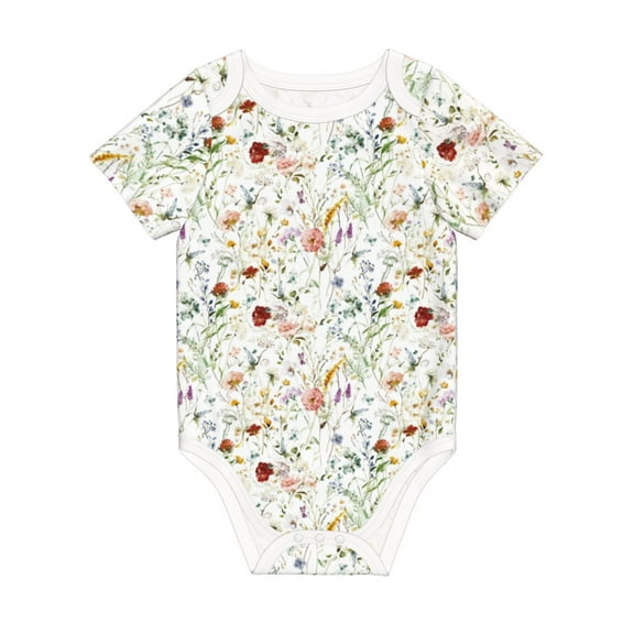 Balery Wildflower Watercolor Pattern Baby Climbing Clothes Infant Bodysuit Cute Infant Bodysuit Baby Romper-12 Months