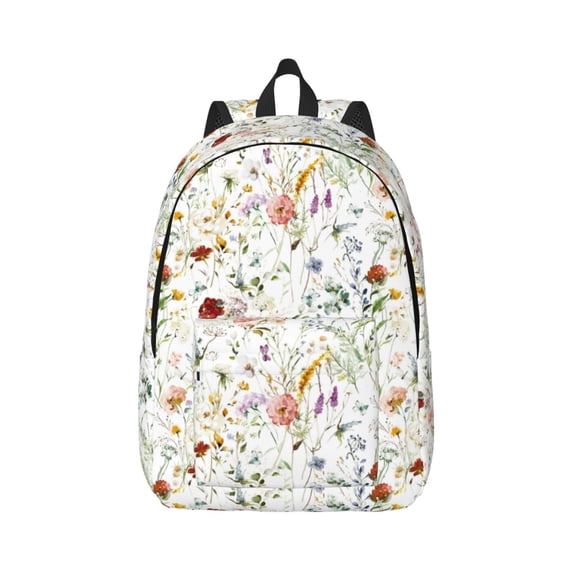 Balery Wildflower Watercolor Vintage Canvas Backpack for Men and Women - Large Capacity, Durable Travel Laptop Bag for School, Work, Hiking, and Outdoor Activities