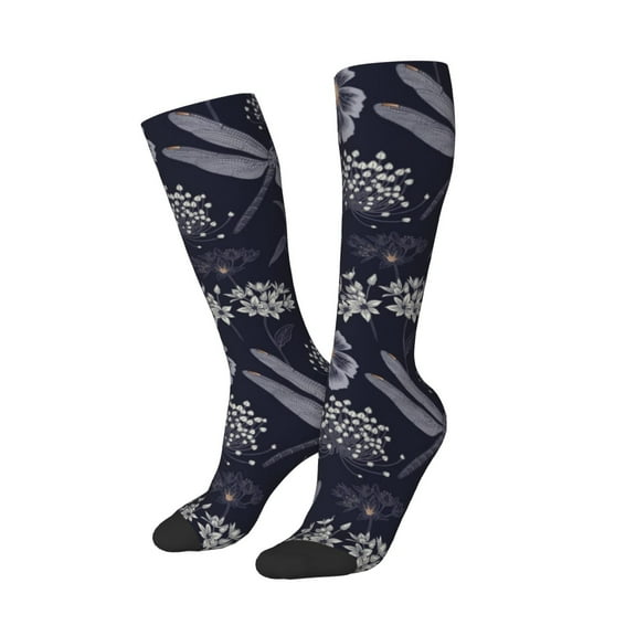 Balery Wildflowers And Dragonflies Printed Novelty Socks Men's Women's Crew Socks Sports Socks Knee High Socks Cotton Socks Quirky and Cool Socks
