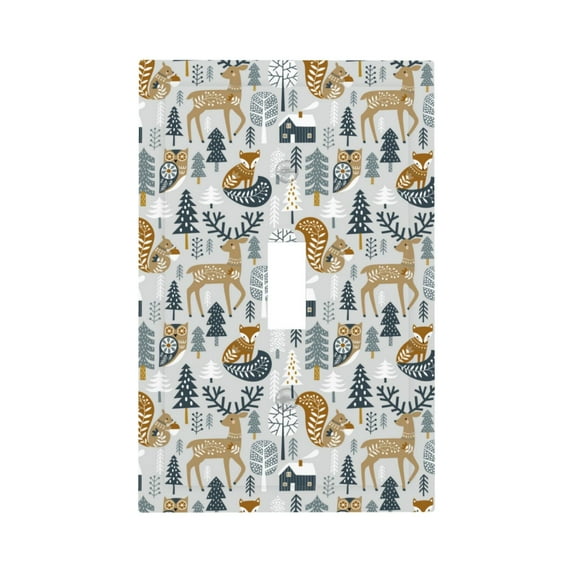 Balery Winter Forest Animals for Duplex Wall Plates Kit, Electrical Outlet Covers, Standard Size 1-Gang 5.0" x3.0", Electric Receptacle Plug Covers-Style T