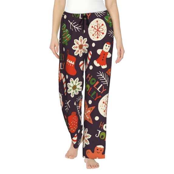 Balery Winter Holiday Christmas print Women's Pajama Pants,Ultra Lightweight Pjs,Lounge Pant-X-Large