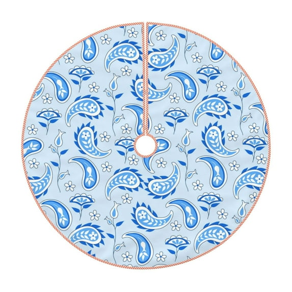 Balery Winter Paisley Pattern Printed Christmas Tree Skirt , Merry Christmas Party Christmas Tree Decoration,Adjustable Tree Skirt-30"