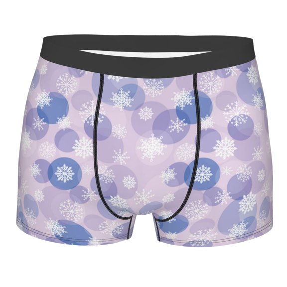 Balery Winter With Snowflakes Men's Boxer Briefs, Soft and Breathable Cotton Underwear with nylon Waistband-Small