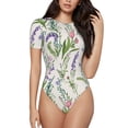 thumbnail image 1 of Balery Wisteria Flower Women's Short Sleevee Crew Neck Bodysuit Tops Short Sleeve Tops Basic-X-Large, 1 of 9