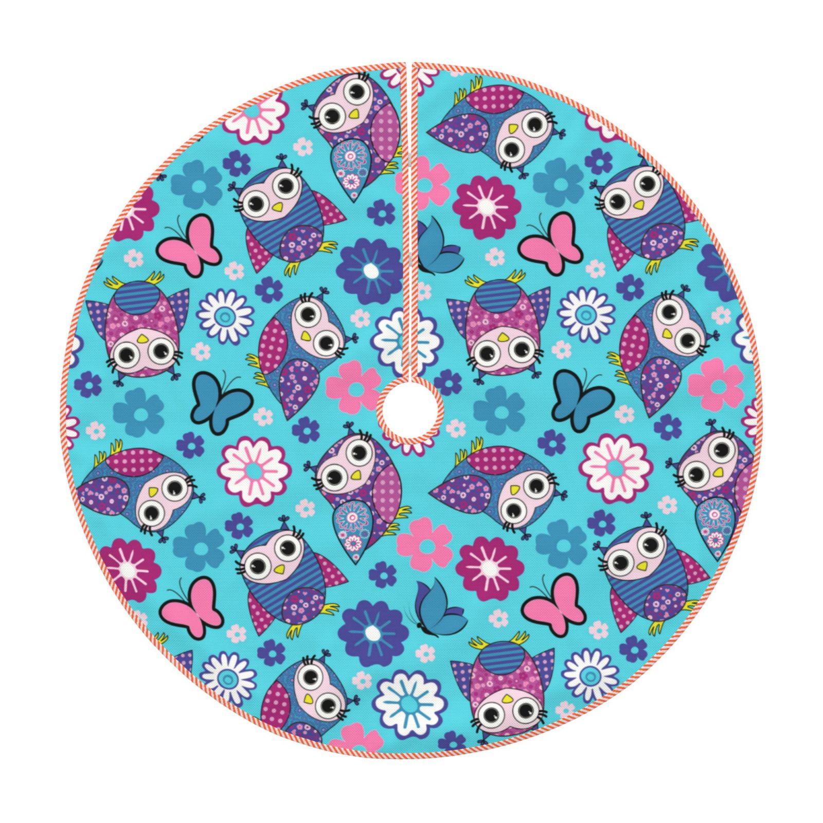 Balery Wls And Flowers Printed Christmas Tree Skirt , Merry Christmas