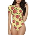thumbnail image 1 of Balery Women'Sapple Crew Neck Round Neck Short Sleeves Slim Fit Casual Basic Extender Bodysuit Daily Jumpsuit T Shirts-Large, 1 of 9