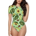 thumbnail image 1 of Balery Women'Savocado With Seeds Crew Neck Round Neck Short Sleeves Slim Fit Casual Basic Extender Bodysuit Daily Jumpsuit T Shirts-Xx-Large, 1 of 9