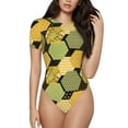 thumbnail image 1 of Balery Women'Sbee Honey Crew Neck Round Neck Short Sleeves Slim Fit Casual Basic Extender Bodysuit Daily Jumpsuit T Shirts-Medium, 1 of 9