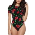 thumbnail image 1 of Balery Women'Scherry Crew Neck Round Neck Short Sleeves Slim Fit Casual Basic Extender Bodysuit Daily Jumpsuit T Shirts-Xx-Large, 1 of 9