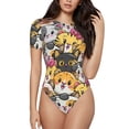 thumbnail image 1 of Balery Cute Cat Cartoon Women's Short Sleevee Crew Neck Bodysuit Tops Short Sleeve Tops Basic-XX-Large, 1 of 9