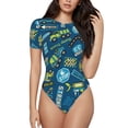 thumbnail image 1 of Balery Women'Sdump Truck Crew Neck Round Neck Short Sleeves Slim Fit Casual Basic Extender Bodysuit Daily Jumpsuit T Shirts-X-Large, 1 of 9