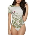 thumbnail image 1 of Balery Women'Sherbs And Wildflowers Crew Neck Round Neck Short Sleeves Slim Fit Casual Basic Extender Bodysuit Daily Jumpsuit T Shirts-X-Large, 1 of 9