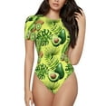 thumbnail image 1 of Balery Women'Skiwi And Avocado Crew Neck Round Neck Short Sleeves Slim Fit Casual Basic Extender Bodysuit Daily Jumpsuit T Shirts-Large, 1 of 9