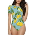 thumbnail image 1 of Balery Women'Slemon Crew Neck Round Neck Short Sleeves Slim Fit Casual Basic Extender Bodysuit Daily Jumpsuit T Shirts-Small, 1 of 9